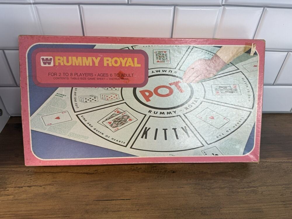 Vintage Rummy Royal 1973 Vinyl Game Mat Whitman Red Box, Box and Mat only